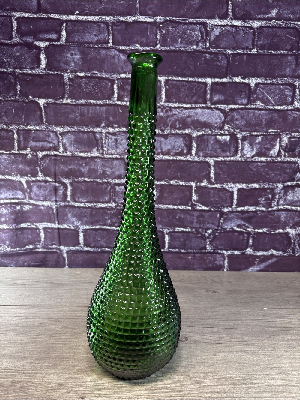 Vintage Green Diamond Glass Genie Bottle